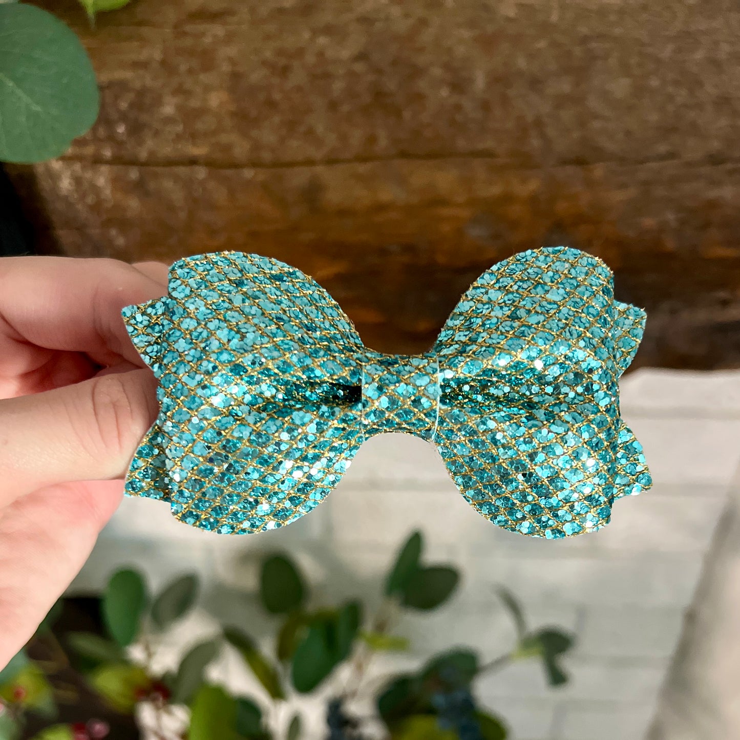 Mary - 4" - Teal and Gold Sparkle