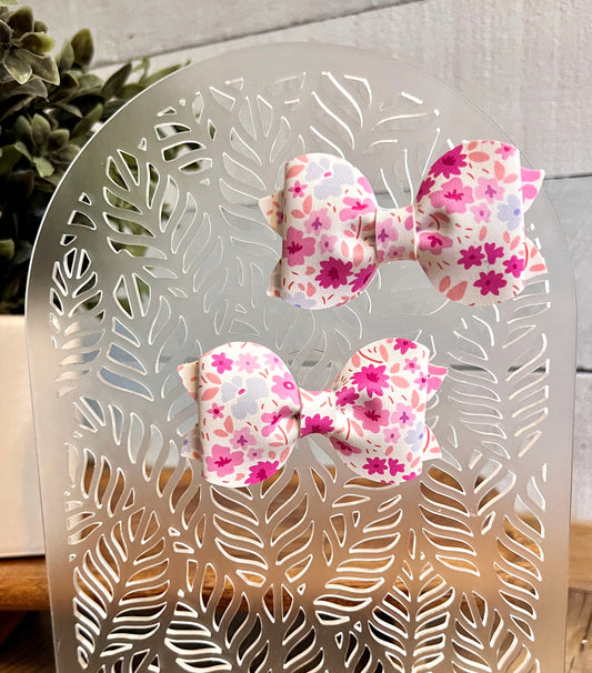 Mary - 3" PIGGIES - Pink Abstract Florals